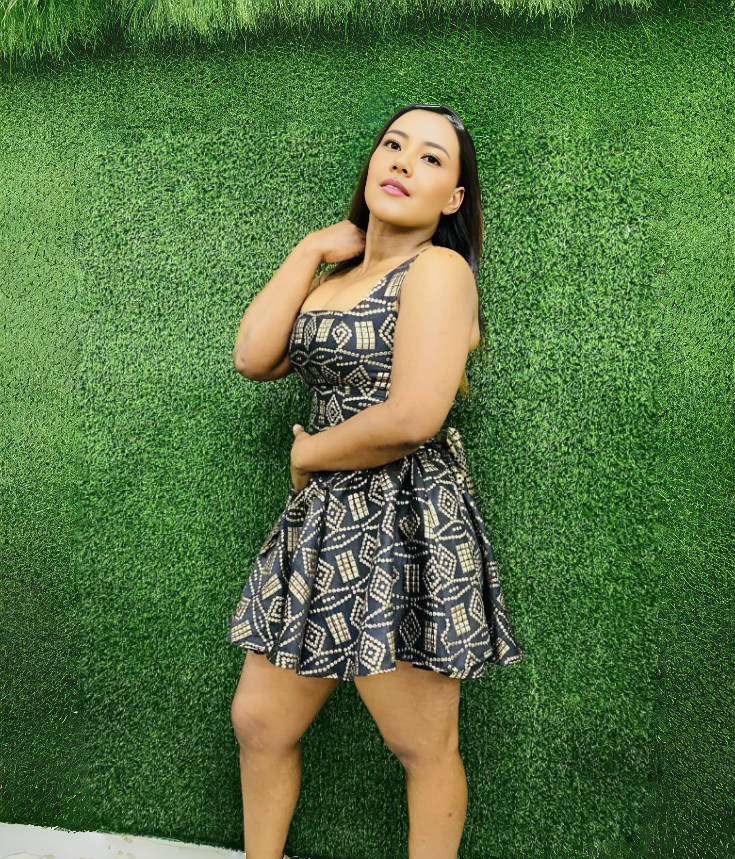 Women's Sleeveless Geometric Pattern Fit and Flare Dress with Square Neckline