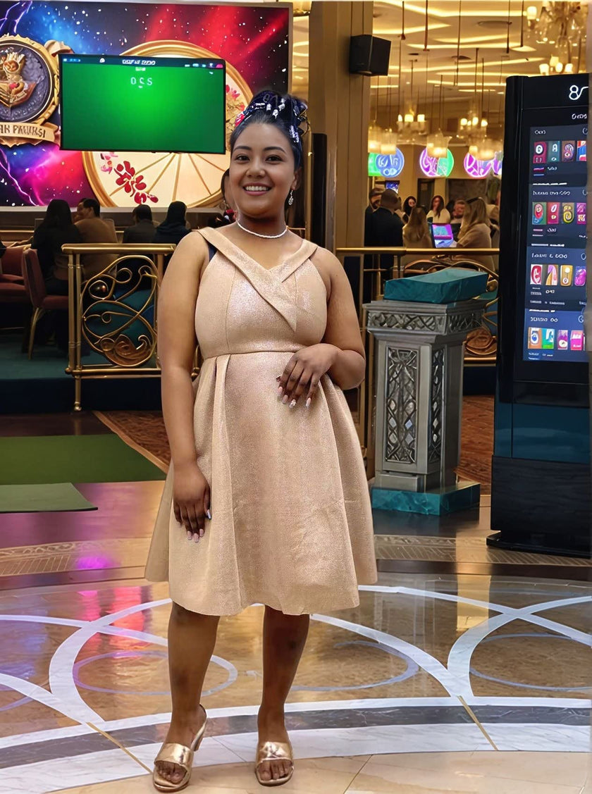 Sleeveless Glitter V-Neck A-Line Dress