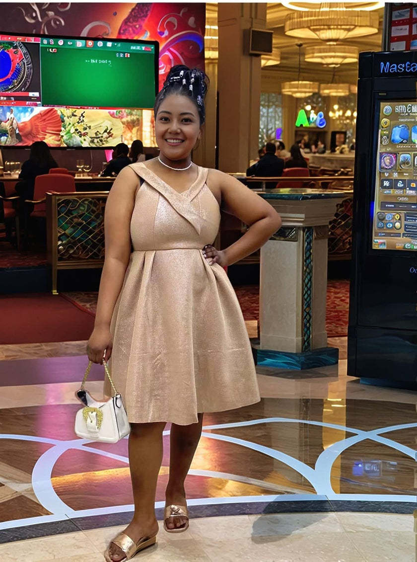 Sleeveless Glitter V-Neck A-Line Dress