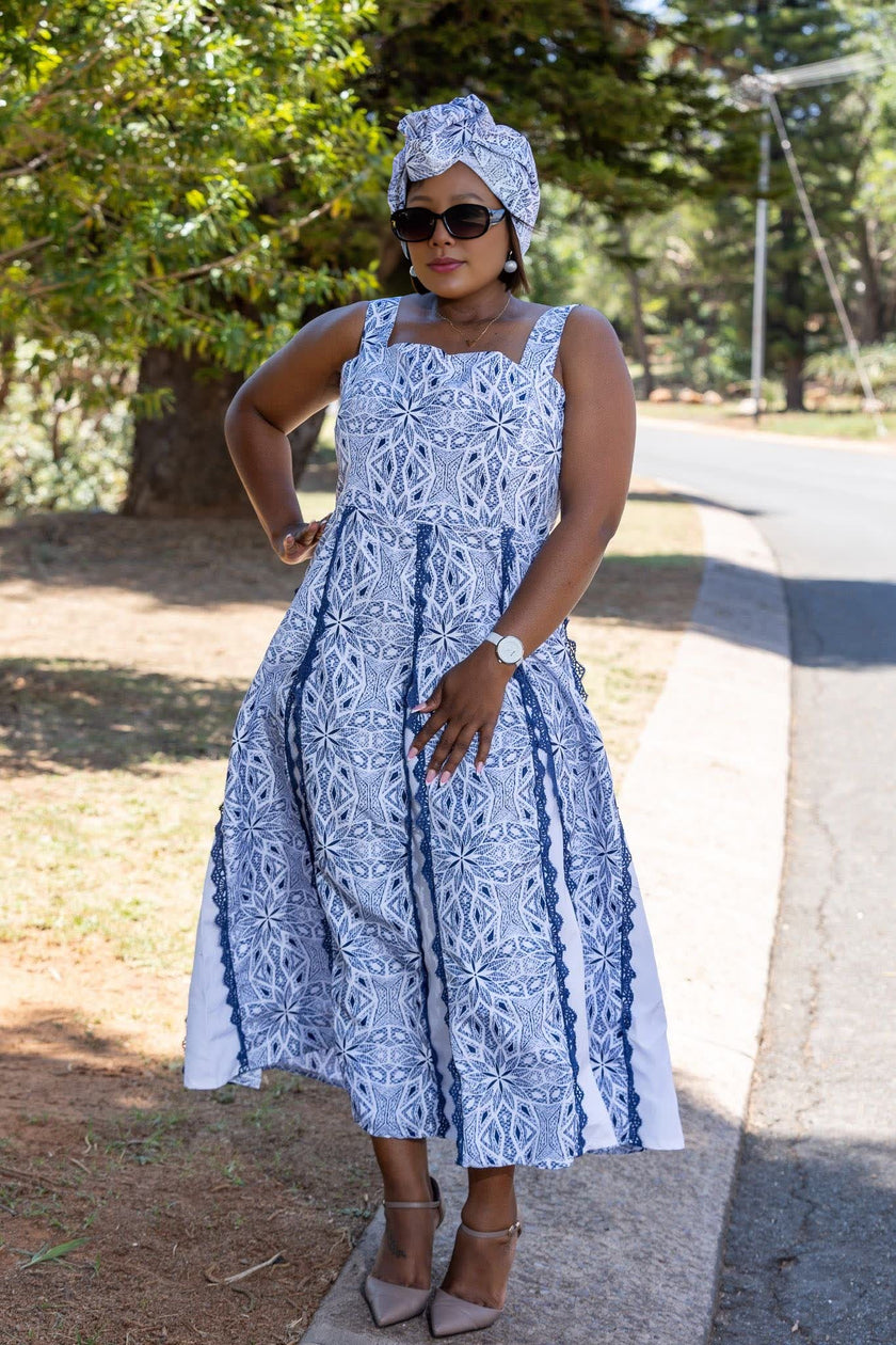 Women's Sleeveless Long Dress, Geometric Patter