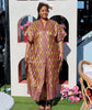 Traditional Diamond Pattern Long Robe with Flared Sleeves