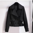 Double-Breasted Cropped Jacket Notched Lapel Flap Pocket