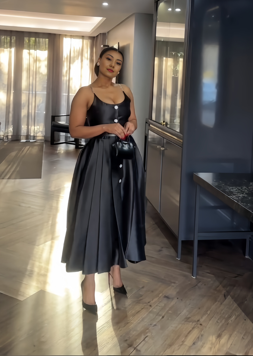 Sleeveless Button-Down A-Line Dress