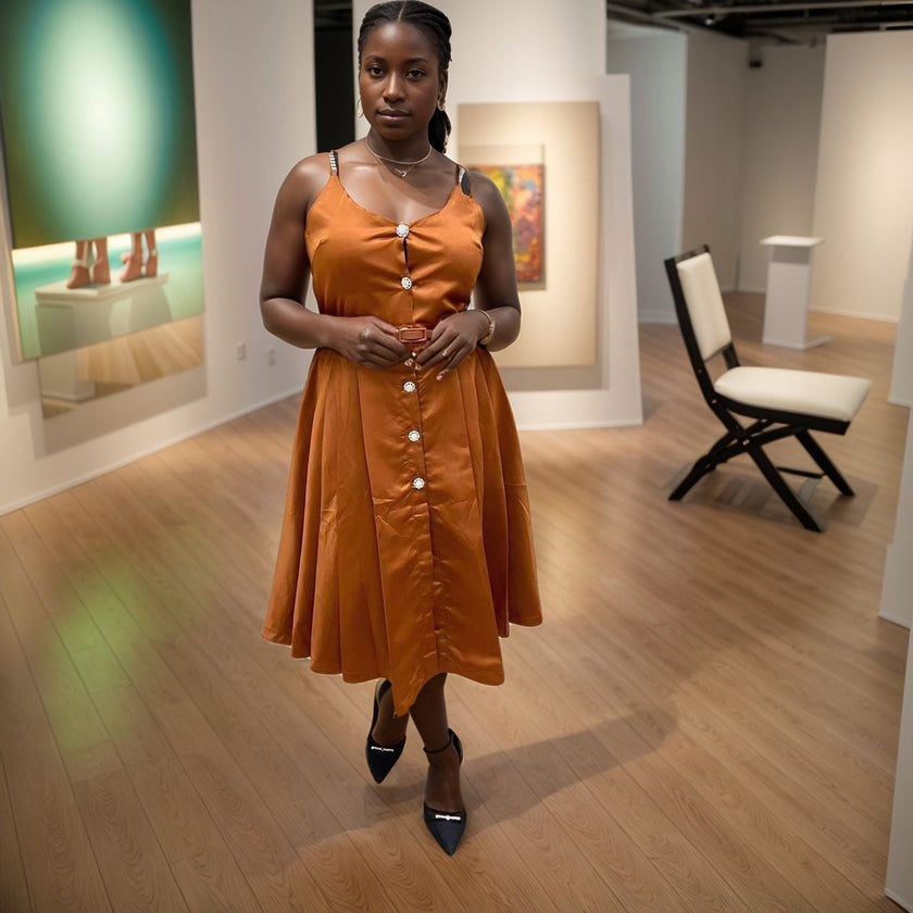 Sleeveless Button-Down A-Line Dress