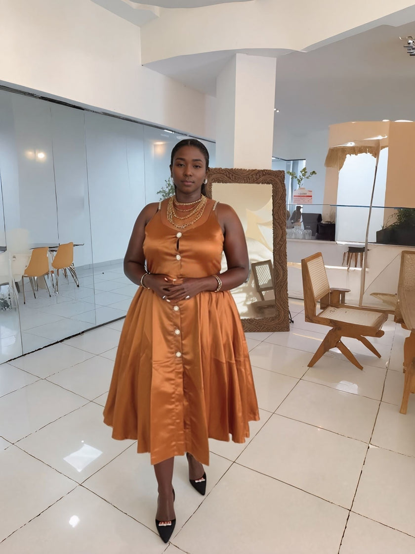 Sleeveless Button-Down A-Line Dress