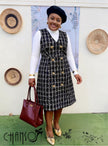 FashionPrice Plaid Double Breasted Midi Dress - Vintage Style