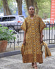 Geometric Print Maxi Kaftan Dress – Wide Sleeve Ethnic Style Robe for Women