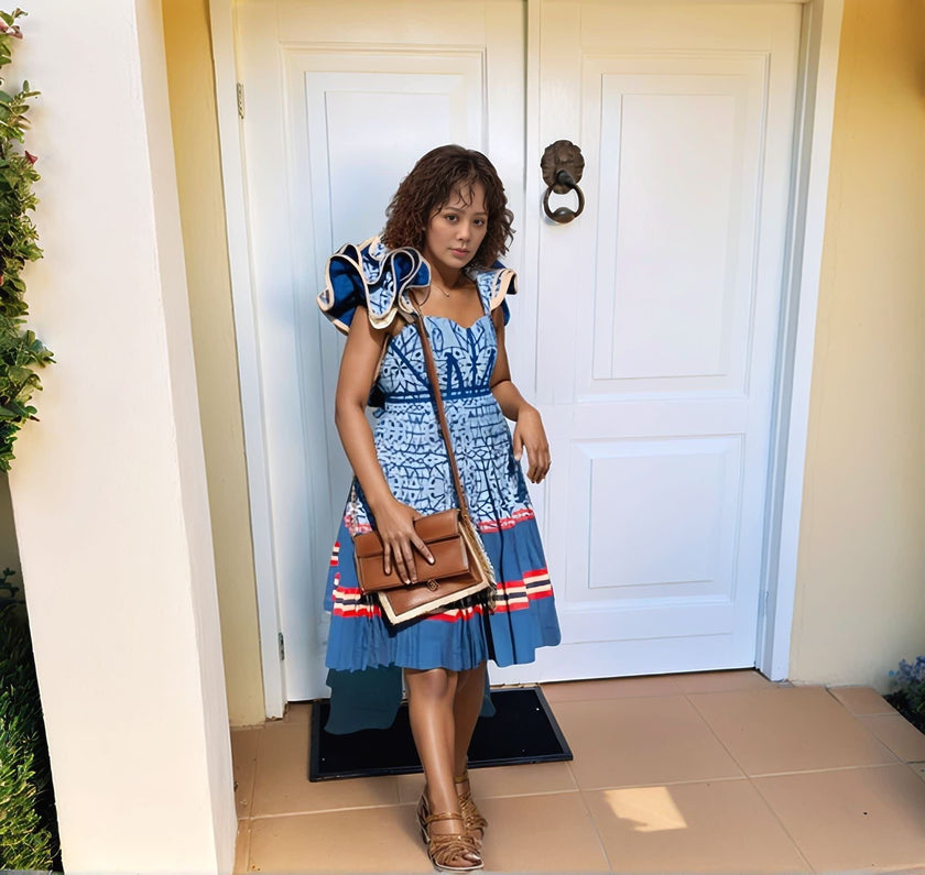 Traditional Ethnic Dress with Ruffled Sleeves