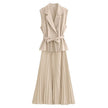 Twin Set Pleated Skirt Belted Blazer Chic