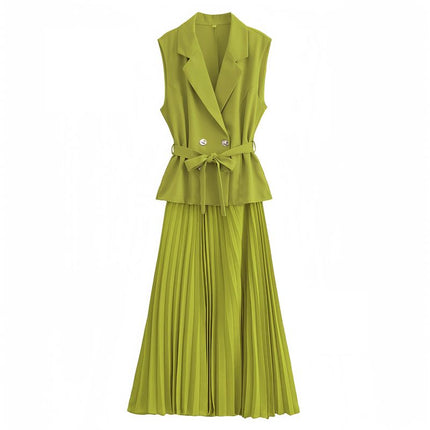 Twin Set Pleated Skirt Belted Blazer Chic