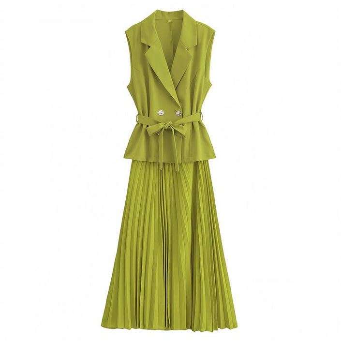 Twin Set Pleated Skirt Belted Blazer Chic