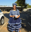 Women's Traditional African Style Layered Dress - Geometric Pattern, Half Sleeve Design