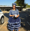 Women's Traditional African Style Layered Dress - Geometric Pattern, Half Sleeve Design