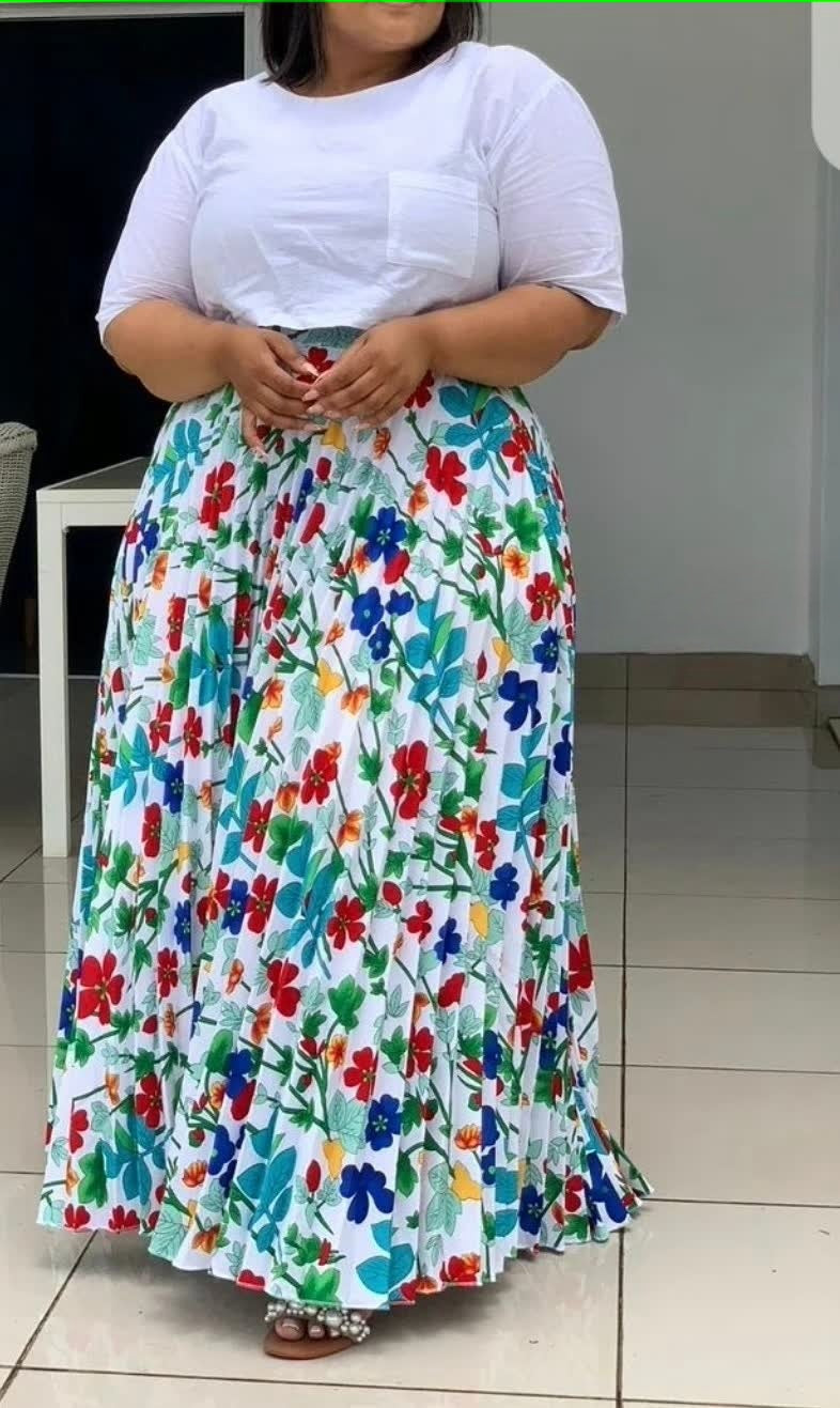 Floral Ruffle Maxi Skirt & Casual Tee Twin Set