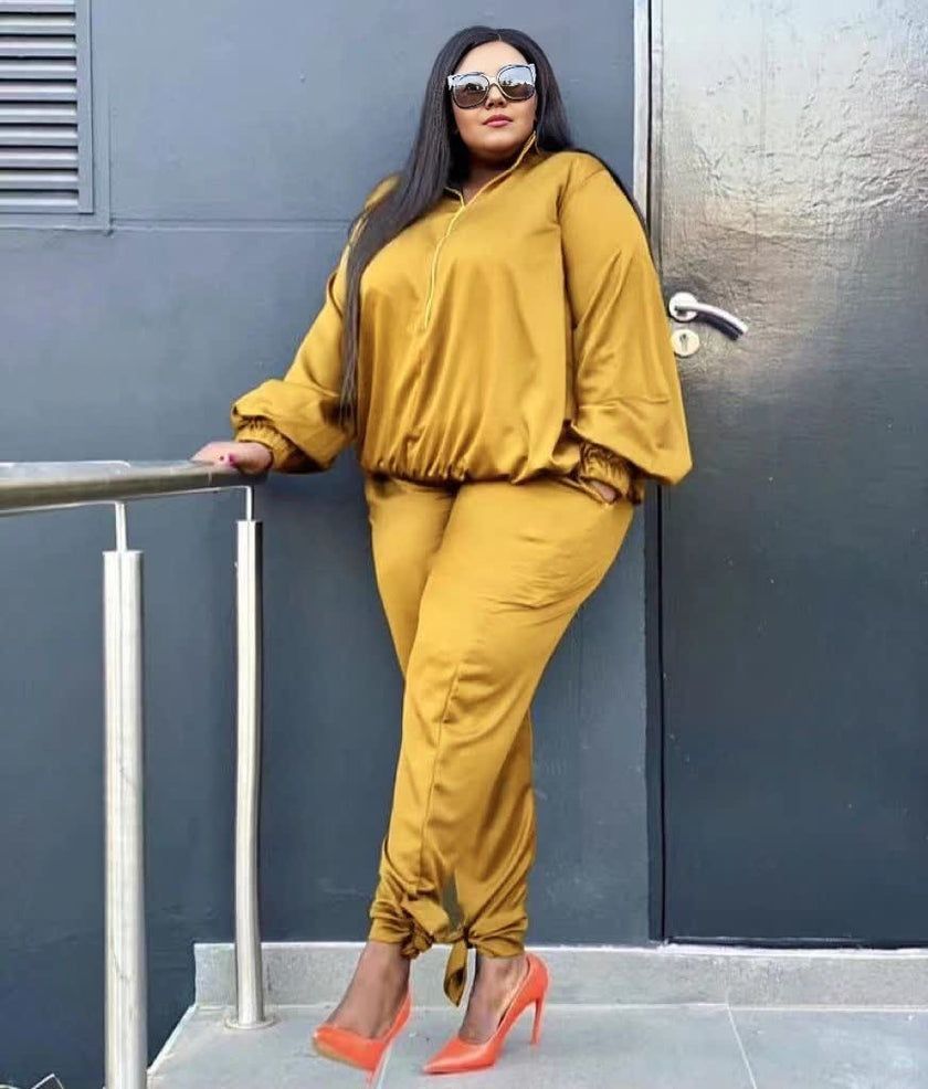 Chic Gathered Waist Twin Set Outfit