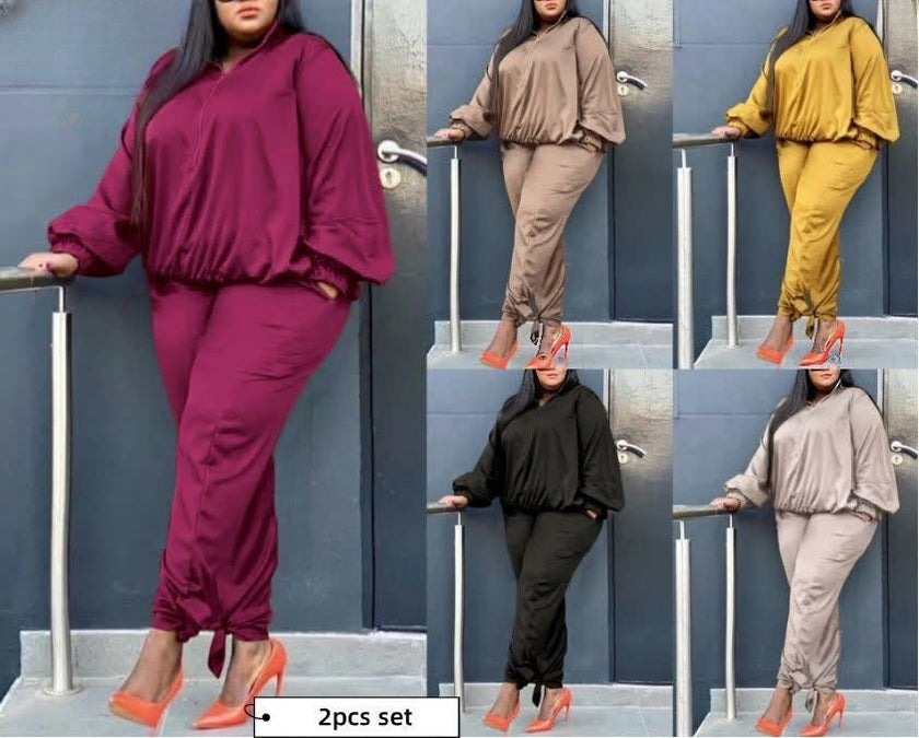 Chic Gathered Waist Twin Set Outfit