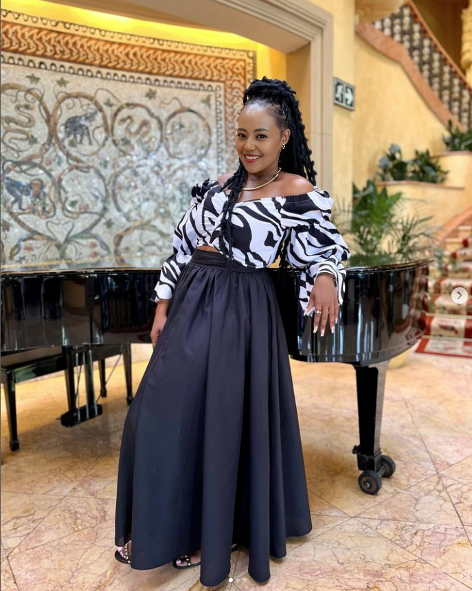 Abstract Pattern Off-Shoulder Top with High-Waisted  Maxi Skirt Twin Set