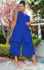 Asymmetrical Hem Sleeveless Blazer & Wide-Leg Pants Twin Set