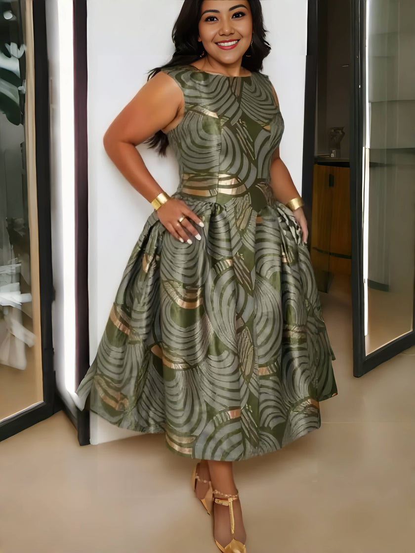 Geometric Trim Ethnic Dress