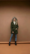 Coat Winter Hooded Fur Collar Drawstring Waist