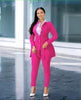 Hot-pink slim fit blazer and trouser set, single-breasted buttons, tailored pants