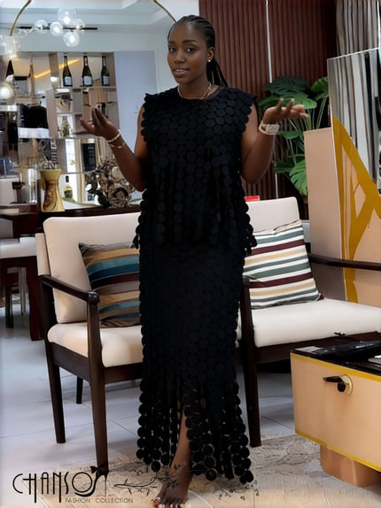 Geometric Disc Skirt Set Layered Two-Piece Chic