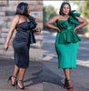 Strapless Peplum Dress with Bodice Ruffles