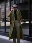 Fashion Long Coat Double-Breasted Chic Outerwear
