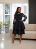 Elegant Bow Decorated Lace Sleeve Layered Dress