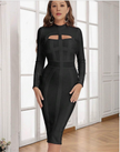 Elegant Long Sleeve Dress for Autumn, Elastic Fabric