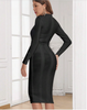 Elegant Long Sleeve Dress for Autumn, Elastic Fabric
