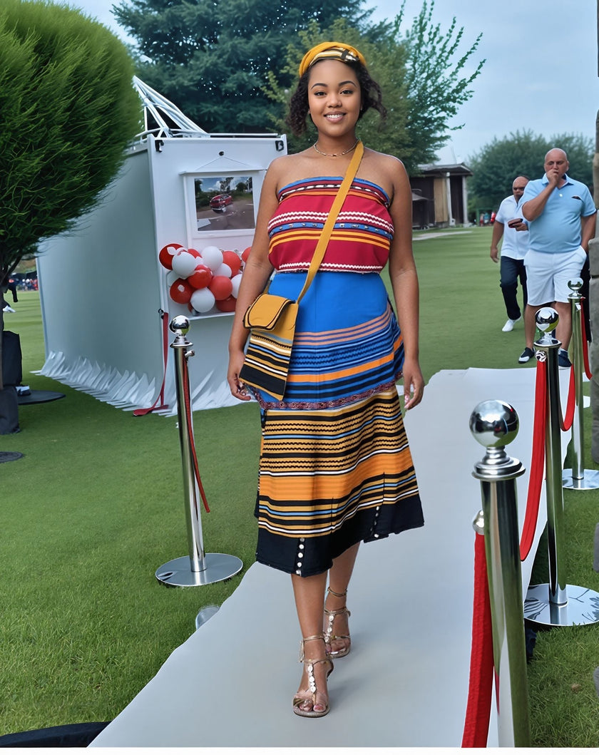 Women's Ethnic Pattern Skirt Set – 5-Piece