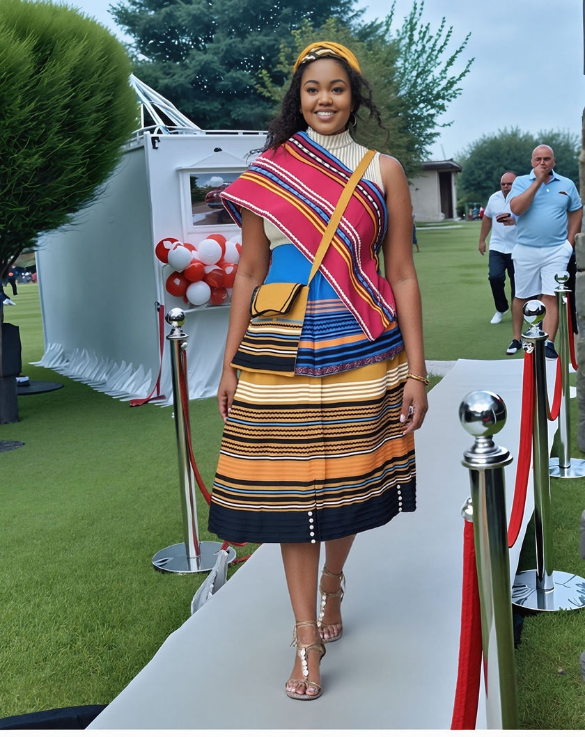 Women's Ethnic Pattern Skirt Set – 5-Piece