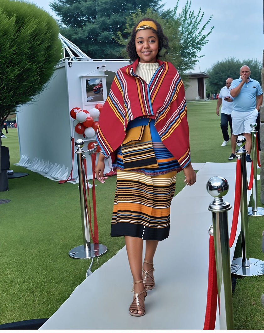 Women's Ethnic Pattern Skirt Set – 5-Piece