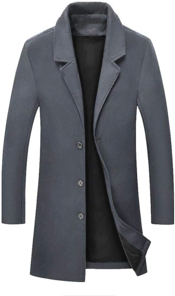 Men's Long Coat with Single-Breasted Design and Classic Tailoring
