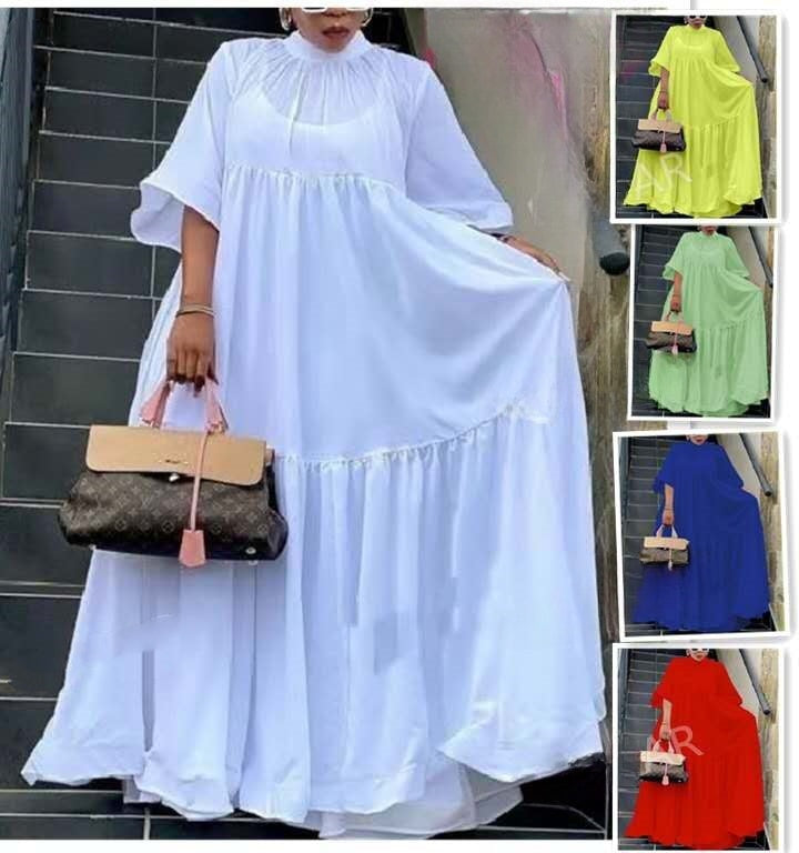 Loose Fit Tiered Design Long Sleeve Dress