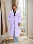 Light purple long lapel single-breasted coat with front button