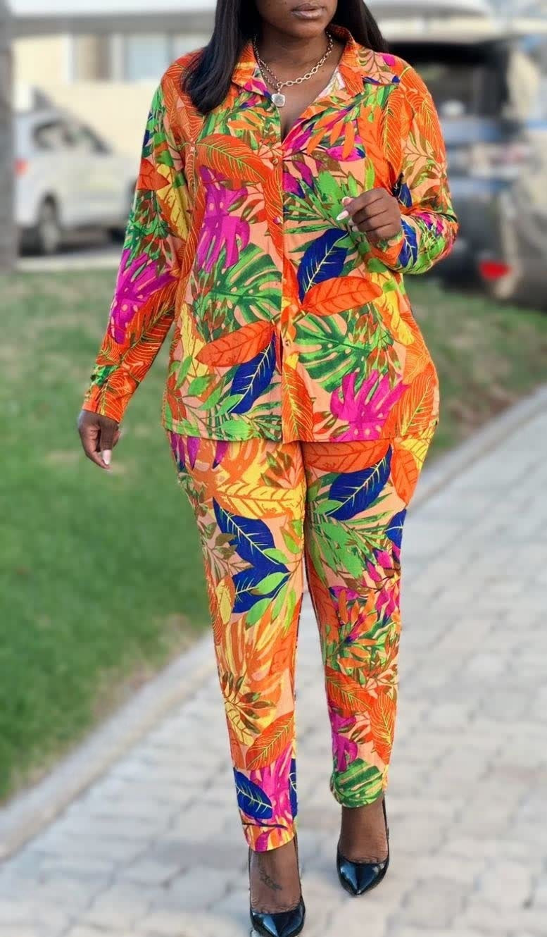 Tropical Print Casual Suit, Comfortable and Lightweight for Spring and Summer
