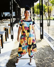 Jumpsuit mit geometrischem Print, weite Passform, Kurzarm, bunt