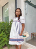 Dress Women's Vintage Stripe Puff Sleeve Chic Casual