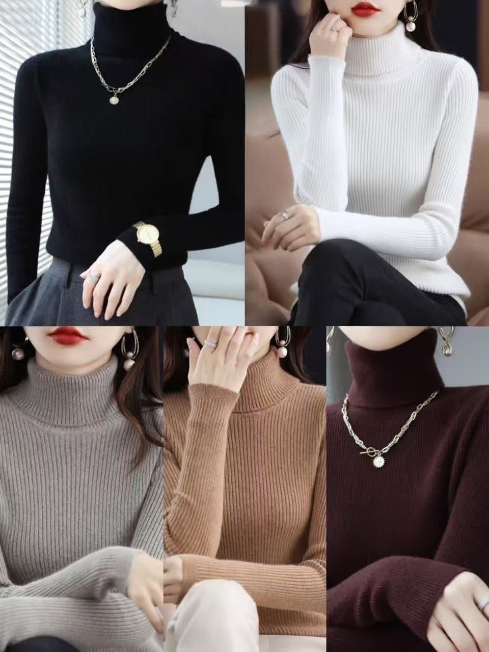 Ribbed turtleneck knit sweater, long sleeves with snug collar and textured knit