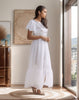 Women's V-Neck Sequin Bodice Flutter Sleeve Layered Maxi Dress