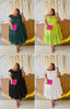 Off-shoulder ruffle tiered midi dress with tiered skirt; dark green, lime, black, or white.