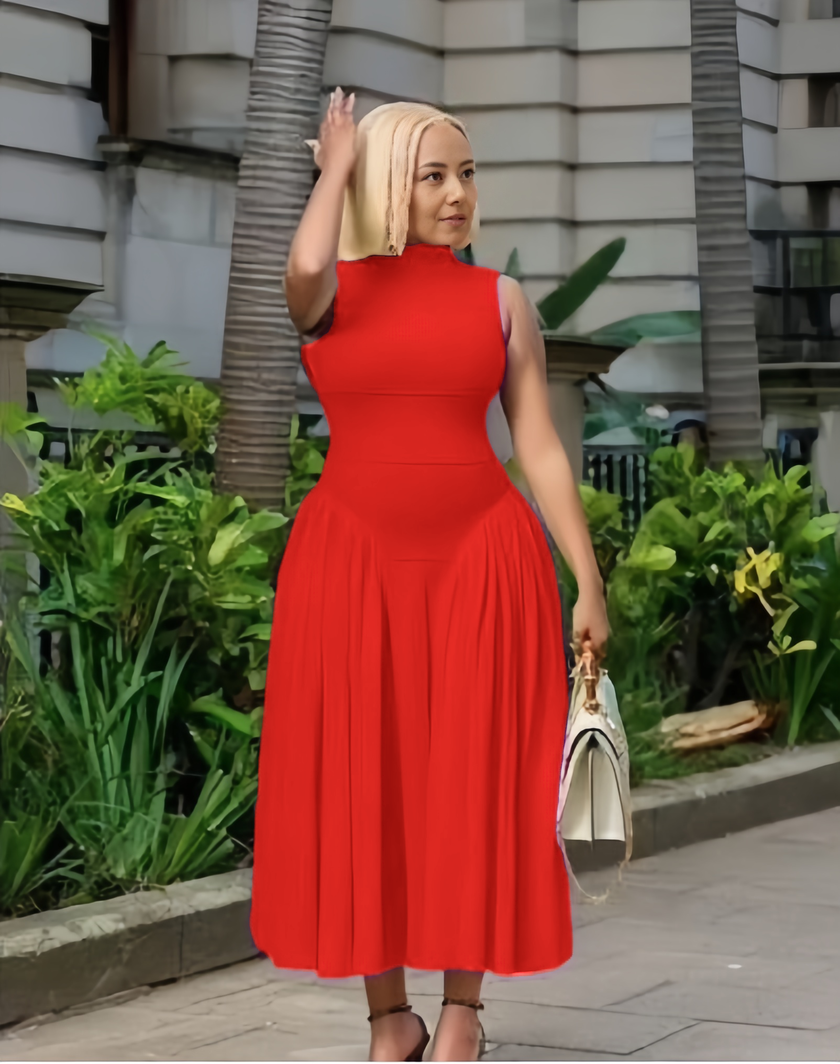 Elegant Waist-Defined A-Line Dress