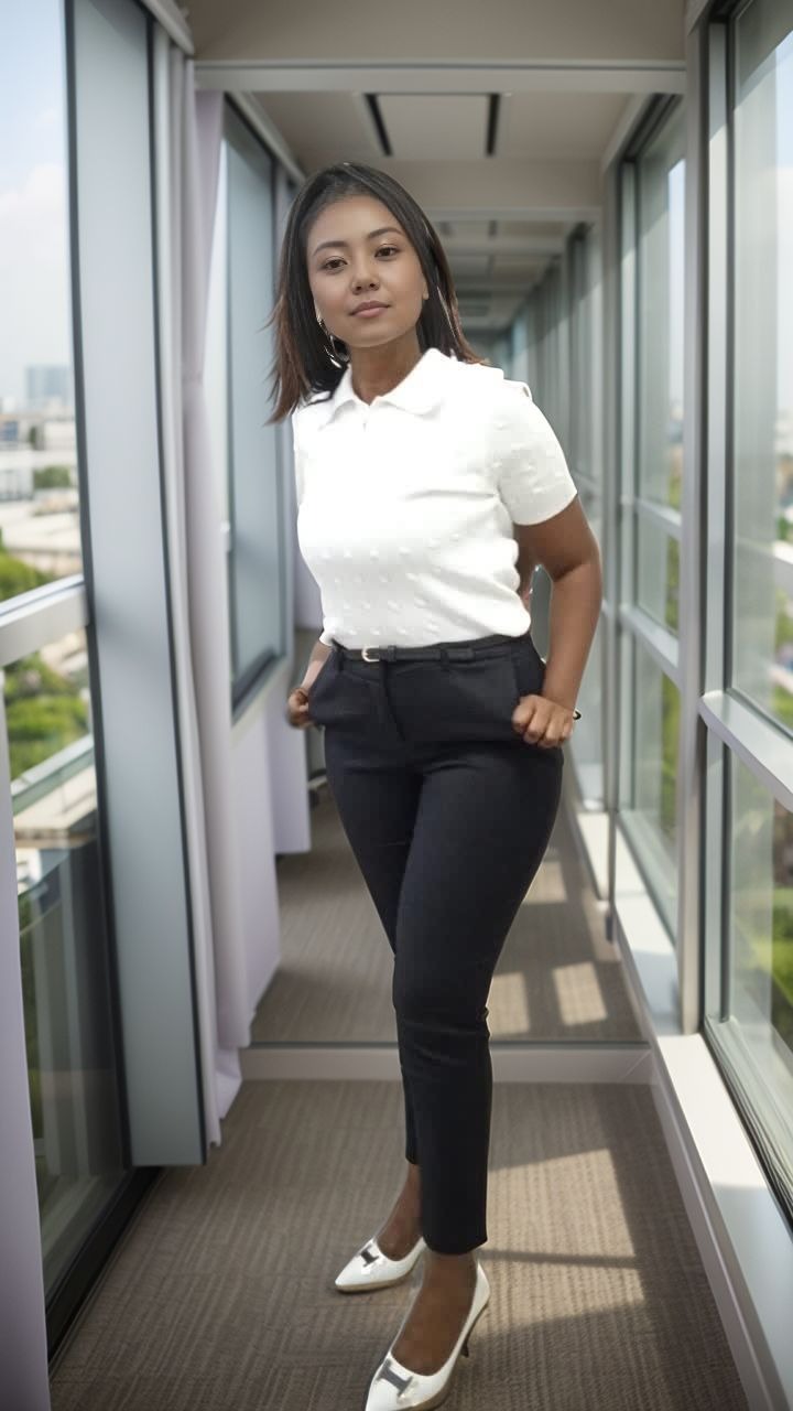 Straight Pants  High Waist Casual Fit
