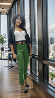 Straight Pants  High Waist Casual Fit