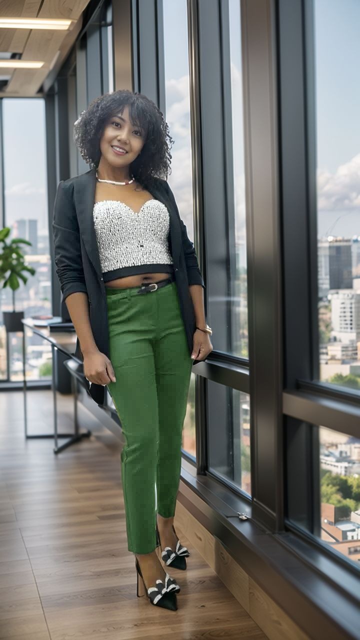 Women's High-Waisted Slim Fit Pants with Belt for Elegance