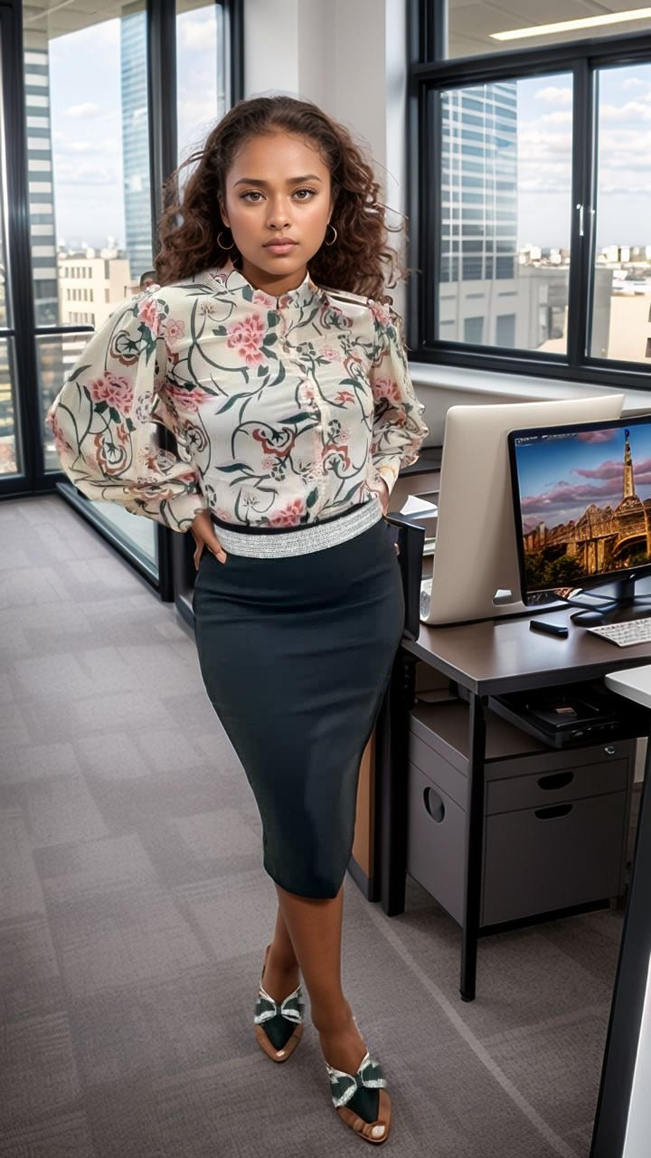 High-Waisted Slim Fit Skirt with Elegant Professional Design