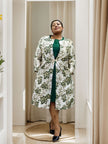 Floral Pattern Two-Piece Set: Cardigan and Dress Combo
